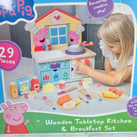 Peppa Pig Wooden Kitchen Breakfast Set With Accessories + Food - New In Box