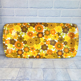 Thetford Tray Floral Flower Melamine Yellow Vintage 1960's VW Retro Long Serving