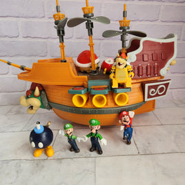 Super Mario Deluxe Bowser's Air Ship Playset with Action Figures Pirate Ship