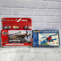 
              Revell Fokker D VII + Airfix Supermarine Spitfire Mk1a Model Kit Bundle
            