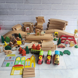 Wooden Train Set Bundle Job Lot Track and Trains + Accessories