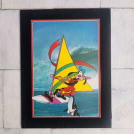 Goofy Wind Surfing (Around The World) Framed Vintage Disney Postcard