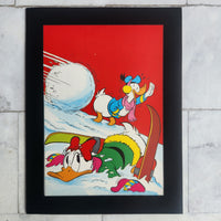 
              Donald + Daisy Duck Snow Peril Framed Vintage Disney Postcard
            