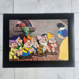 Snow White 7 Dwarves Clean Hands Framed Vintage Disney Postcard