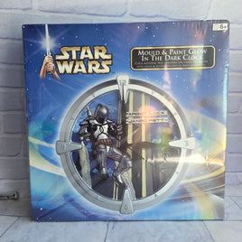 Star Wars Jango Fett Mould + Paint Glow In The Dark Clock - New Sealed 2002