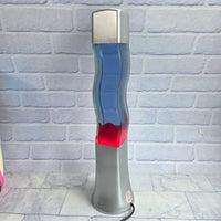 
              Groovy Curved Glass Lava Lamp Blue Liquid  Red Wax Vintage In Box - New Bulb
            
