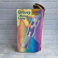 
              Groovy Curved Glass Lava Lamp Blue Liquid  Red Wax Vintage In Box - New Bulb
            