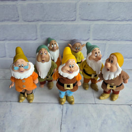 Snow White 7 Dwarves Poseable Figure Doll Bundle Set Vintage Disney