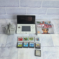 
              Nintendo 3DS Ice White Console Bundle Mario Games + Charger
            