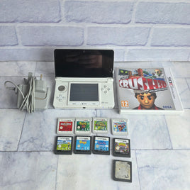 Nintendo 3DS Ice White Console Bundle Mario Games + Charger