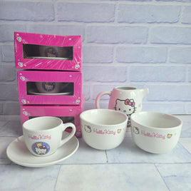 Hello Kitty Tea Party Set For 4 People - Cup Saucer Milk Jug Sugar Bowls - New