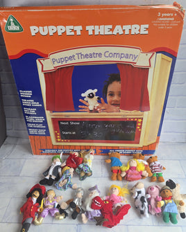 Vintage Early Learning Centre Wooden Puppet Theatre + 18 Puppets Bundle Box