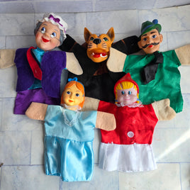 Punch & Judy Puppets Bundle Vintage 1950s Hand Puppets Big Bad Wolf Red Riding