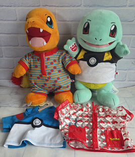 Pokemon Build A Bear Bundle Squirtle + Charmander + Costumes