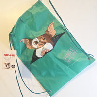 
              Gremlins Movie Gizmo Draw String Bag Back Pack Green Handle With Care - New
            