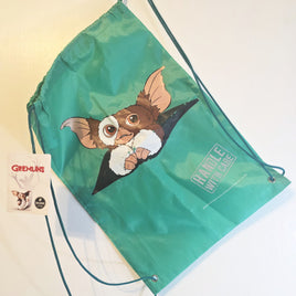 Gremlins Movie Gizmo Draw String Bag Back Pack Green Handle With Care - New