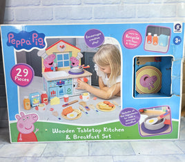 Peppa Pig Wooden Kitchen Breakfast Set With Accessories + Food - New In Box