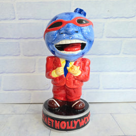 Planet Hollywood Mr Man Globe Head Figure Statue Ceramic Vase Vintage 2000s