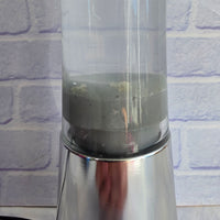 
              Bliss Motion Lava Lamp Silver Wax Smokey Grey Chrome Base Vintrage 2000s In Box
            
