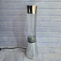 
              Bliss Motion Lava Lamp Silver Wax Smokey Grey Chrome Base Vintrage 2000s In Box
            