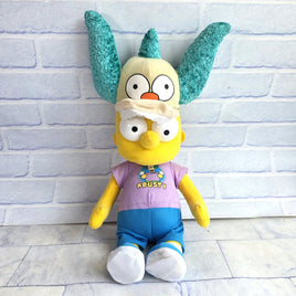 Bart Simpson Krusty The Clown Plush Toy Fan Hat Baseball Cap 19” - Vintage 2004