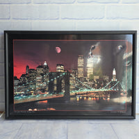 
              Electric Art Gallery New York Brooklyn Bridge Moon Twin Towers LED Vintage 1980s
            