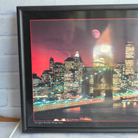 
              Electric Art Gallery New York Brooklyn Bridge Moon Twin Towers LED Vintage 1980s
            