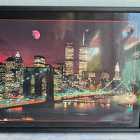 
              Electric Art Gallery New York Brooklyn Bridge Moon Twin Towers LED Vintage 1980s
            