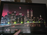 
              Electric Art Gallery New York Brooklyn Bridge Moon Twin Towers LED Vintage 1980s
            