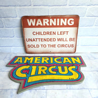 
              American Circus Wooden Sign Bundle Hand Painted Vintage Fairground Carnival
            