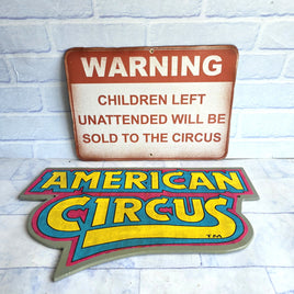 American Circus Wooden Sign Bundle Hand Painted Vintage Fairground Carnival