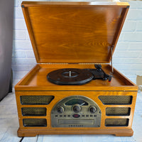 
              Crosley 2450-2T Retro Record Player Wooden Turntable, CD & Radio
            