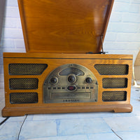 
              Crosley 2450-2T Retro Record Player Wooden Turntable, CD & Radio
            