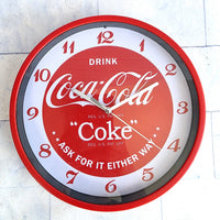 
              Coca Cola Wall Clock Drink Coke Ask For It Either Way Red White Retro Working
            