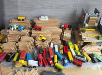 
              Huge Wooden Train Set Bundle 40+ Trains 100+ Track Accessories Special Parts
            