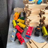 
              Huge Wooden Train Set Bundle 40+ Trains 100+ Track Accessories Special Parts
            