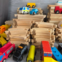 
              Huge Wooden Train Set Bundle 40+ Trains 100+ Track Accessories Special Parts
            