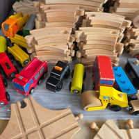 
              Huge Wooden Train Set Bundle 40+ Trains 100+ Track Accessories Special Parts
            