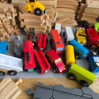 
              Huge Wooden Train Set Bundle 40+ Trains 100+ Track Accessories Special Parts
            