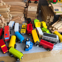 
              Huge Wooden Train Set Bundle 40+ Trains 100+ Track Accessories Special Parts
            