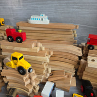 
              Huge Wooden Train Set Bundle 40+ Trains 100+ Track Accessories Special Parts
            