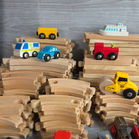 
              Huge Wooden Train Set Bundle 40+ Trains 100+ Track Accessories Special Parts
            