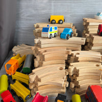 
              Huge Wooden Train Set Bundle 40+ Trains 100+ Track Accessories Special Parts
            