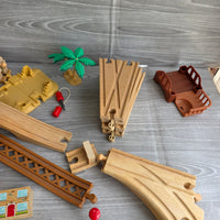 
              Huge Wooden Train Set Bundle 40+ Trains 100+ Track Accessories Special Parts
            