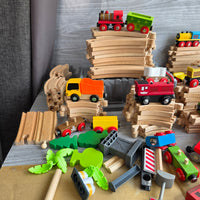 
              Huge Wooden Train Set Bundle 40+ Trains 100+ Track Accessories Special Parts (Copy)
            