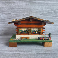 
              Vintage Swiss Chalet Music Jewellery Box Swiss Musical Movement Wooden Handmade
            