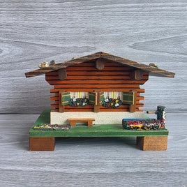 Vintage Swiss Chalet Music Jewellery Box Swiss Musical Movement Wooden Handmade
