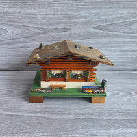 
              Vintage Swiss Chalet Music Jewellery Box Swiss Musical Movement Wooden Handmade
            