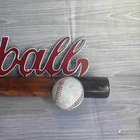 
              Baseball Bat Wall Mounted Sign Coat Rack Metal + Wood Retro USA Import Rare
            