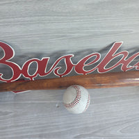 
              Baseball Bat Wall Mounted Sign Coat Rack Metal + Wood Retro USA Import Rare
            